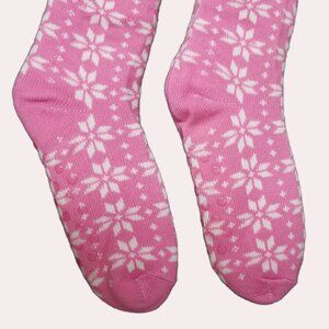 Slipper Socks Reindeer Home floor Socks Winter Warm Cozy Fuzzy lined Socks(Pink)